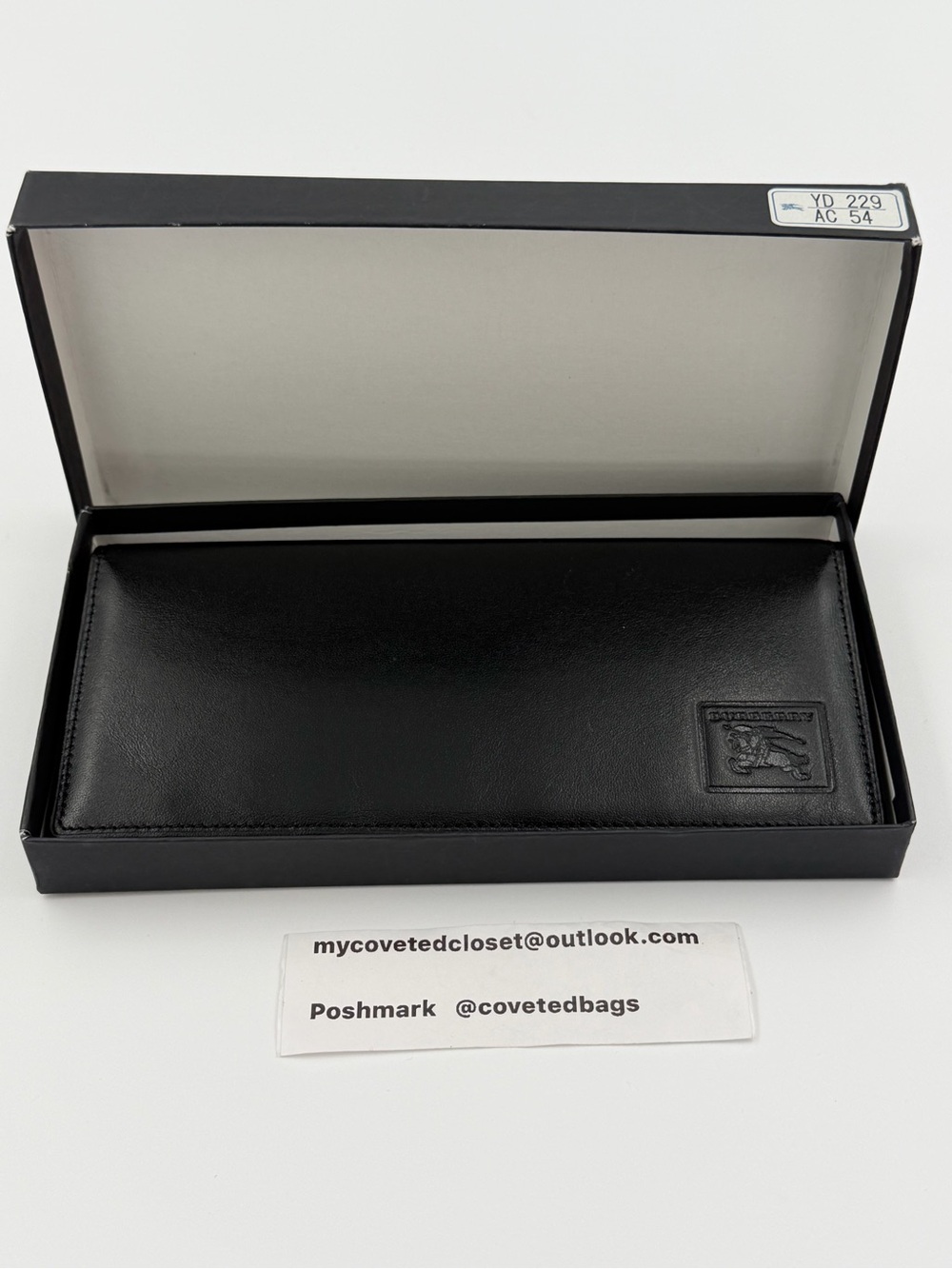 Burberry Black Leather Long Wallet New in Box!